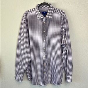 Men's EGARA Button Up Long Sleeve Purple Striped 100% Cotton - Big and Bold 3XLT